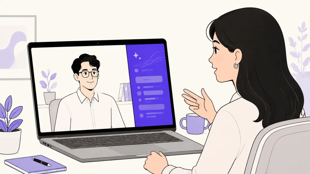 Candidate using private real-time guidance during an online job interview