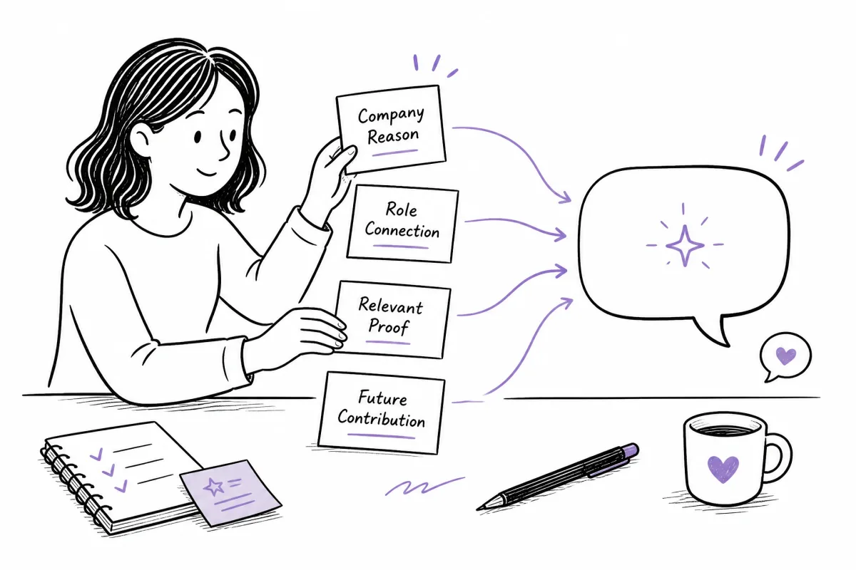 Four-box answer builder for creating a personalized interview response