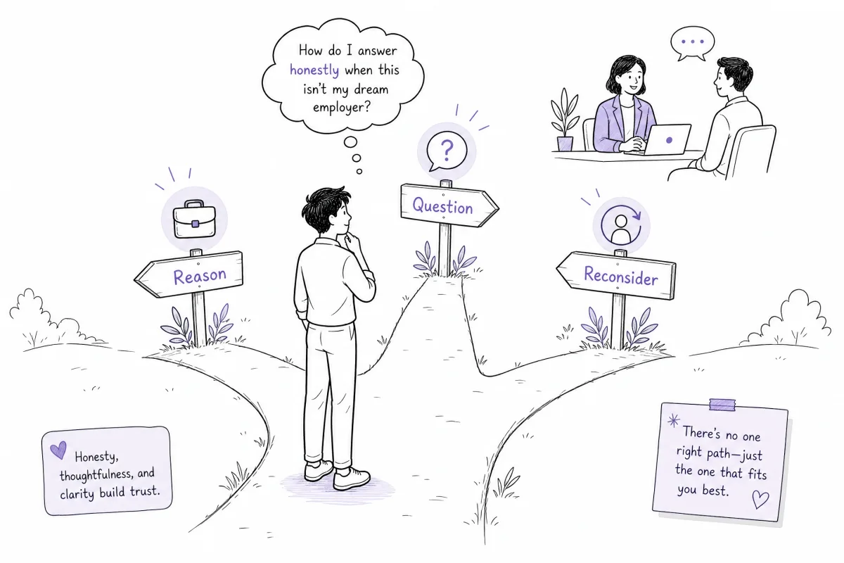 Honest decision path for answering when the company is not a dream employer