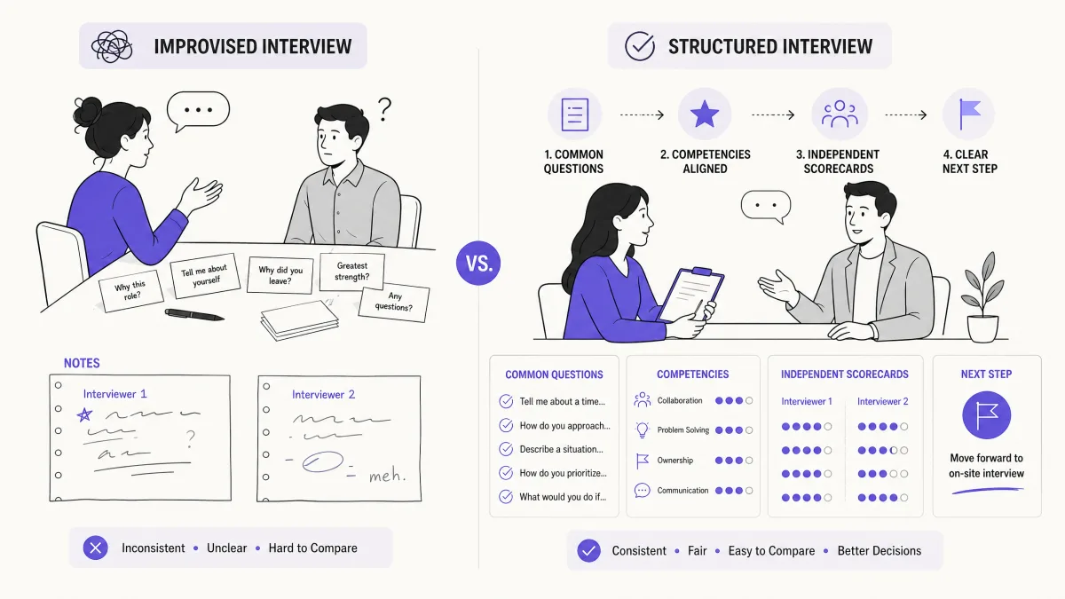 Comparison of unstructured and structured interview processes